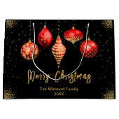 Elegant Gold and Red Ornament Christmas ラージペーパーバッグ (正面)