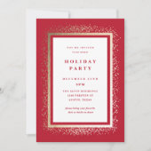 Elegant Gold and Red Sparkle Holiday Party 招待状 (正面)