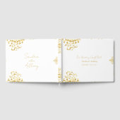 Elegant Gold and White Damask Wedding Guest Book ゲストブック (全面)