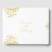 Elegant Gold and White Damask Wedding Guest Book ゲストブック (裏面)