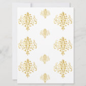 Elegant Gold and White Damask Wedding Invitation 招待状 (裏面)