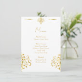 Elegant Gold and White Damask Wedding Menu メニュー (スタンド正面)