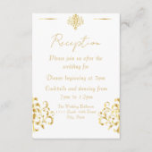 Elegant Gold and White Damask Wedding Reception エンクロージャーカード (正面)