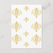 Elegant Gold and White Damask Wedding Reception エンクロージャーカード (裏面)