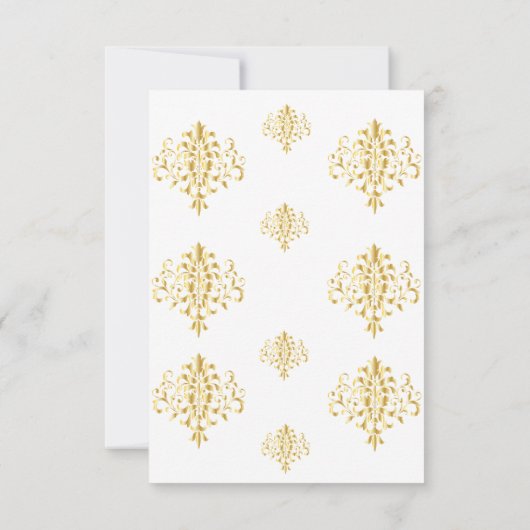 Elegant Gold and White Damask Wedding RSVP (裏面)