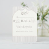 Elegant Gold Arch & Ribbon Bow Wedding RSVP Card  (スタンド正面)