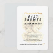Elegant Gold Baby Girl Angel Shower Invitation 招待状 (正面/裏面)