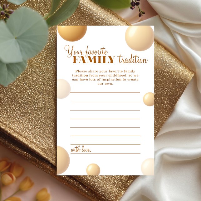Elegant Gold Balloon Family Tradition Card (クリエイターアップロード済み)