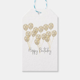 Elegant Gold Balloon Happy Birthday ギフトタグ