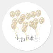 Elegant Gold Balloon Happy Birthday ラウンドシール (正面)