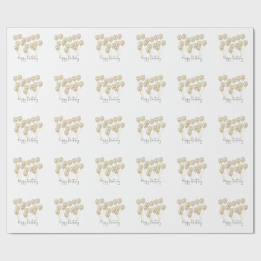 Elegant Gold Balloon Happy Birthday ラッピングペーパー (フラット)