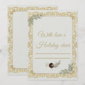 Elegant Gold Baroque Christmas Stationery Set - Th 招待状 (正面/裏面)