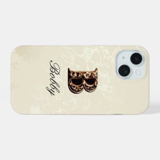 Elegant Gold Baroque Monogram Phone Case iPhone 15ケース (裏面横)
