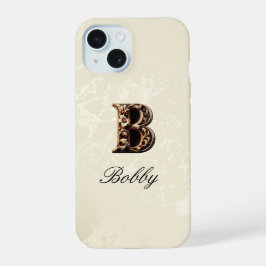 Elegant Gold Baroque Monogram Phone Case  iPhone 15ケース