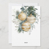 Elegant Gold Baubles Greenery Corporate Christmas シーズンカード (裏面)
