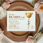 Elegant Gold Bear Balloon Bearly Wait Neutral 招待状