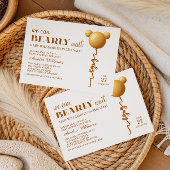 Elegant Gold Bear Balloon Bearly Wait Neutral 招待状