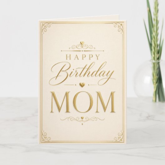 Elegant Gold Birthday Card for Mom カード (正面)