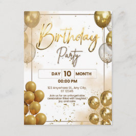 Elegant Gold Birthday Party Invitation Enclosure エンクロージャーカード