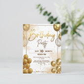 Elegant Gold Birthday Party Invitation Enclosure エンクロージャーカード (スタンド正面)