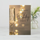 Elegant Gold Black Birthday Invitation セーブザデート (スタンド正面)