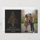 Elegant Gold & Black Family Tree Christmas Photo シーズンカード (正面)