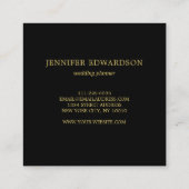 Elegant gold black flowers professional スクエア名刺 (裏面)