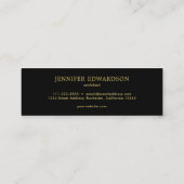 Elegant gold black flowers professional Business スキニー名刺 (裏面)