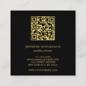 Elegant gold black flowers QR code professional スクエア名刺 (裏面)