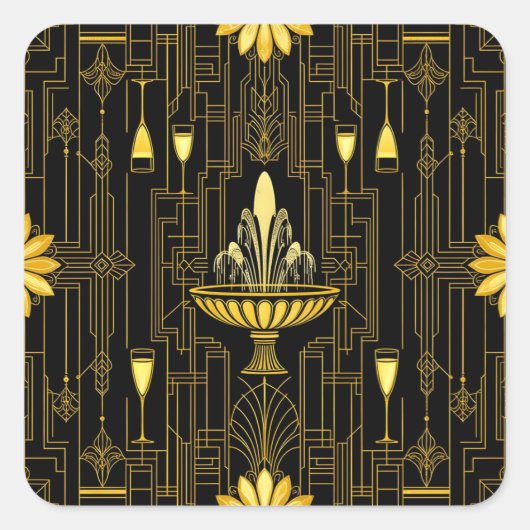 Elegant gold black gatsby スクエアシール (正面)