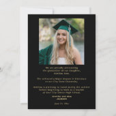 Elegant gold black graduate photo graduation 案内状 (裏面)