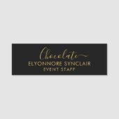Elegant Gold Black Minimal Chocolate Event Staff  名札 (正面)