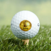 Elegant gold black monogram personalized golf ball ゴルフボール (インサイチュ 木)