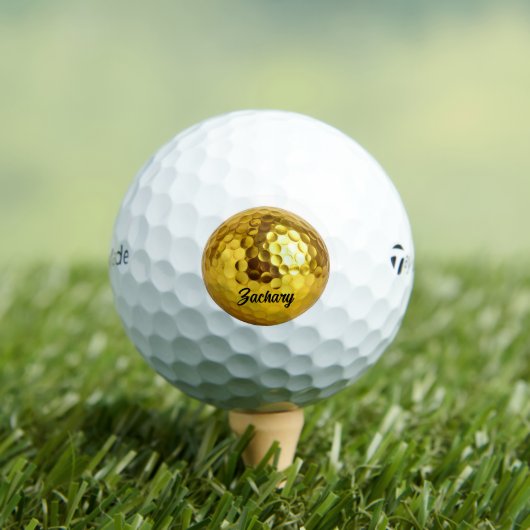 Elegant gold black monogram personalized golf ball ゴルフボール (インサイチュ 木)