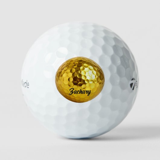 Elegant gold black monogram personalized golf ball ゴルフボール (正面)