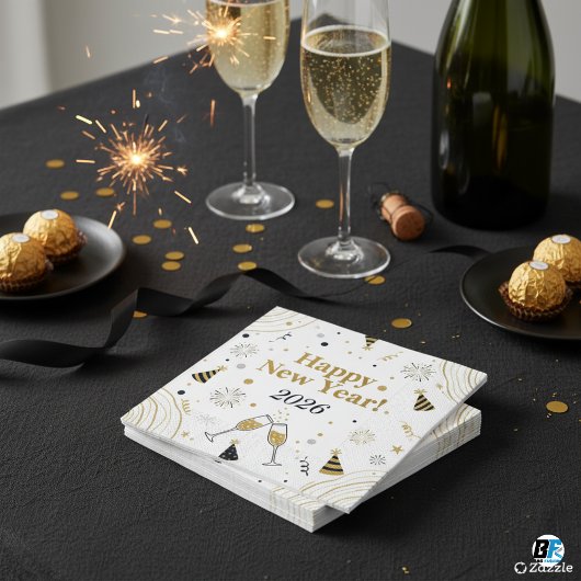 Elegant Gold & Black New Year ,Customizable  スタンダードカクテルナプキン