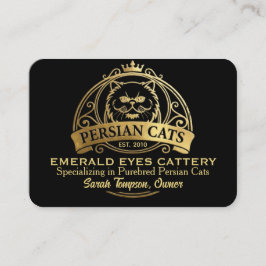 Elegant Gold & Black Persian Cattery Business Card 名刺