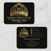 Elegant Gold & Black Persian Cattery Business Card 名刺 (正面/裏面)