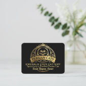 Elegant Gold & Black Persian Cattery Business Card 名刺 (スタンド正面)
