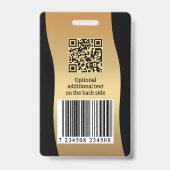 Elegant Gold Black Photo ID Badge バッジ (裏面)