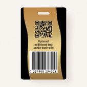 Elegant Gold Black Photo ID Badge バッジ (裏面)