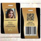 Elegant Gold Black Photo ID Badge バッジ