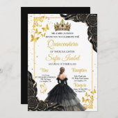 Elegant Gold Black Royal Quinceañera Invite 招待状 (正面/裏面)