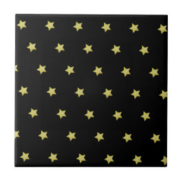Elegant Gold & Black Star Pattern  タイル