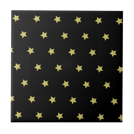 Elegant Gold & Black Star Pattern タイル (正面)