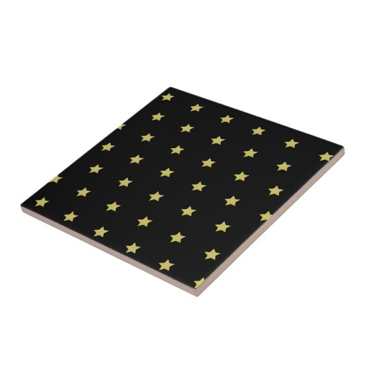 Elegant Gold & Black Star Pattern  タイル (側面)