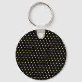 Elegant Gold & Black Star Pattern Monogram キーホルダー (裏面)