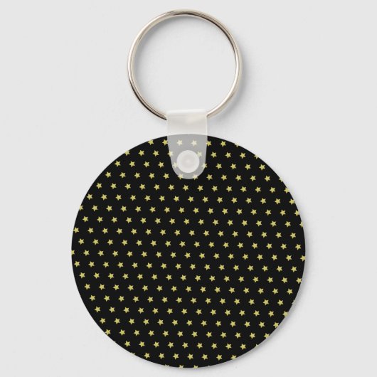 Elegant Gold & Black Star Pattern Monogram キーホルダー (裏面)