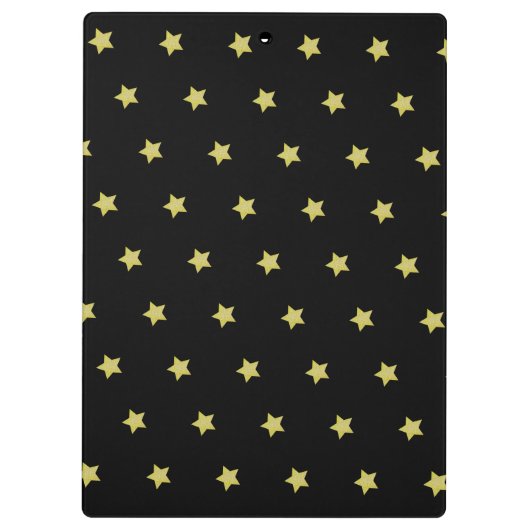 Elegant Gold & Black Star Pattern Monogram クリップボード (裏面)