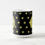 Elegant Gold & Black Star Pattern Monogram コーヒーマグカップ (中央)